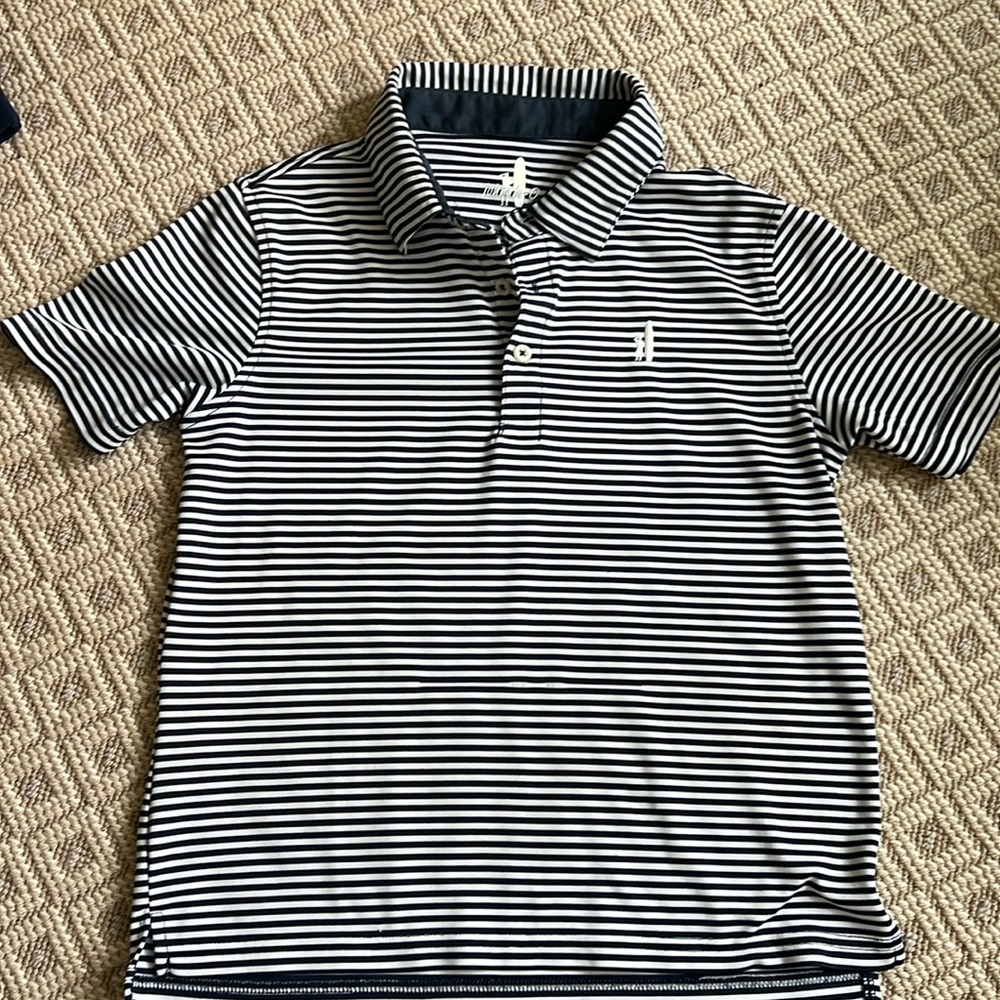 Great condition, Johnnie-O navy striped golf polo